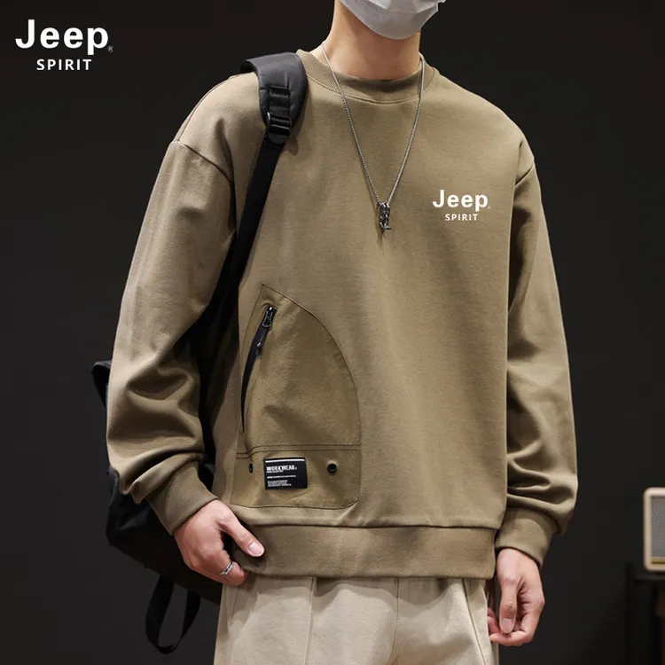 Jeep吉普休闲卫衣男士春秋宽松帅气时尚潮流长袖t恤百搭男款