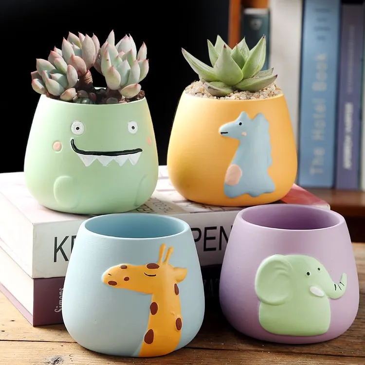 网红多肉花盆陶瓷卡通网红肉肉专用创意塑料花盆清仓捡漏小号家用