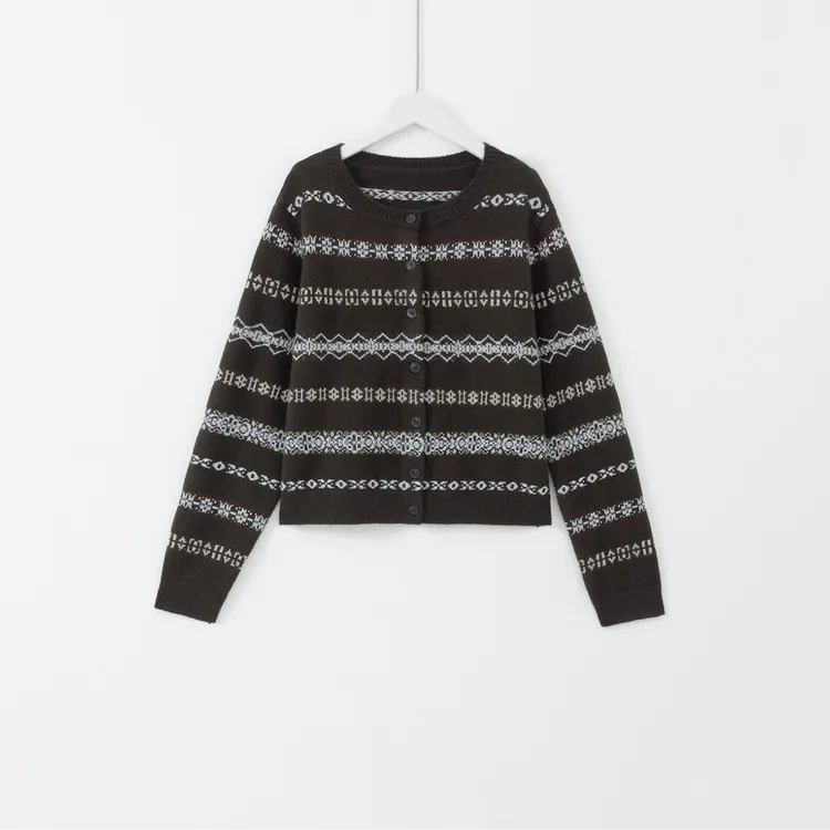 几里与麻 休闲百搭几何提花针织开衫 衣长50胸围106 2102245