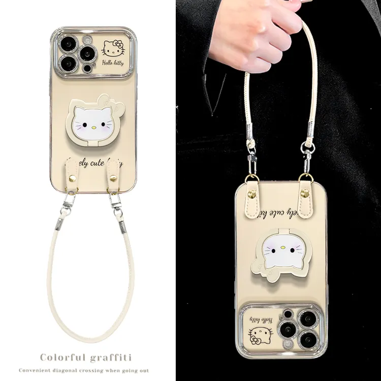 kt猫指环支架适用苹果17华为vivo/oppo小米iPhone电镀视窗手机壳