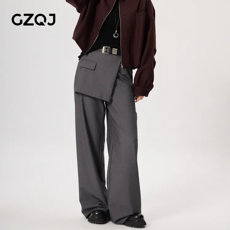 老琴私服【灰阶游廓】欧若风时尚高级感百搭直筒显瘦屁帘西裤女7316