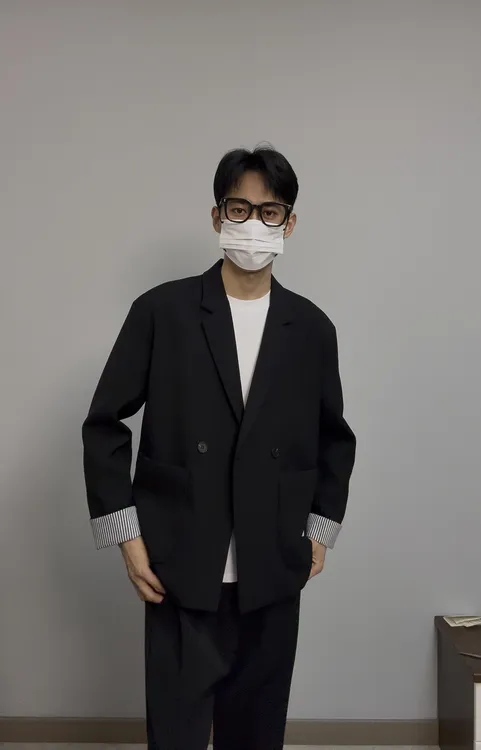 男士时尚套装小西服上装痞帅春秋上衣黑西装成熟男士外套