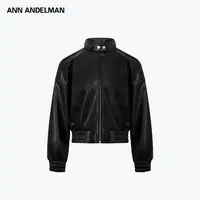 ANN ANDELMAN25秋立领做旧工艺皮衣夹克长袖短外套秋