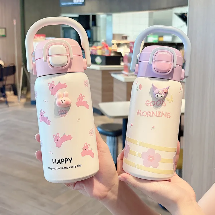 可爱儿童吸管保温杯高颜值2025新款学生上学专用水杯便携双饮杯子