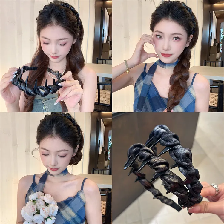 熹金黑色高颅顶绝美发箍女款带齿蓬松头箍2025新款高级感日常发卡
