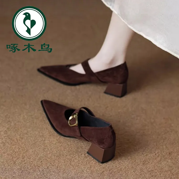 啄木鸟复古绝美玛丽珍高跟鞋女2025春秋新款配裙子巨好看尖头单鞋