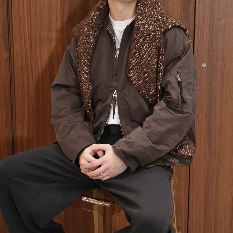 Extfine冬季新款高级感改良无领飞行服夹克外套男棉服宽松保暖