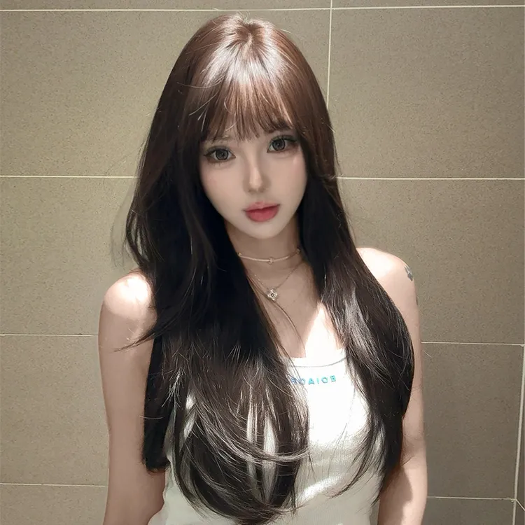 崽甜【月光缪斯】全头假发套女长发蕾丝内扣长直发空气刘海仿真轻薄