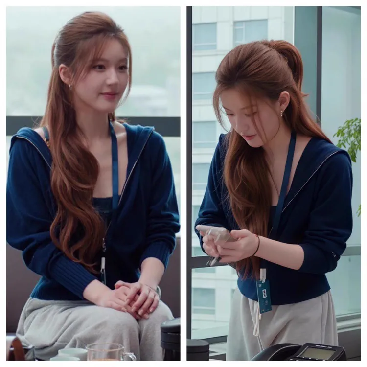 许我耀眼许妍赵露思明星同款衣服拉链连帽针织毛衣外套上衣女秋冬