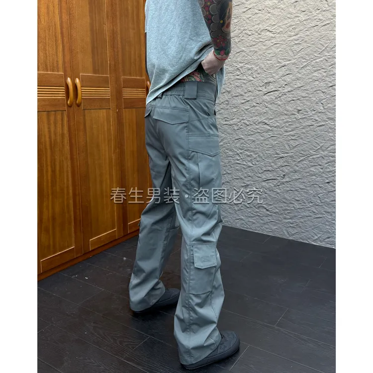 2025秋冬新款时尚休闲百搭直筒宽松纯色男士工装休闲裤2656