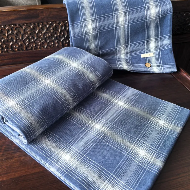 32线精梳棉老粗布床单格子床单家用复古古风薄款简约