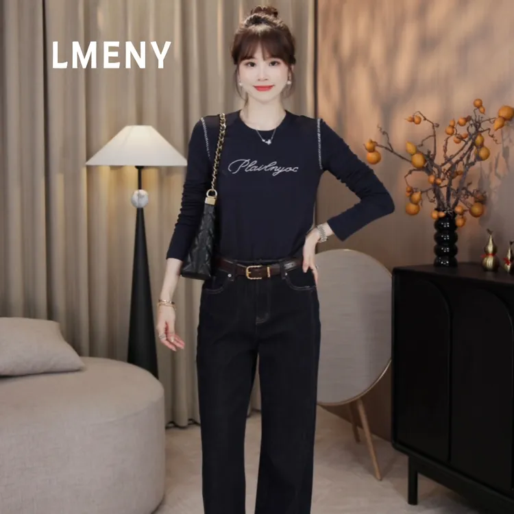 LMENY“刺绣宝藏打底”超好面料~撞色字母刺绣软糯显瘦打底25CT025