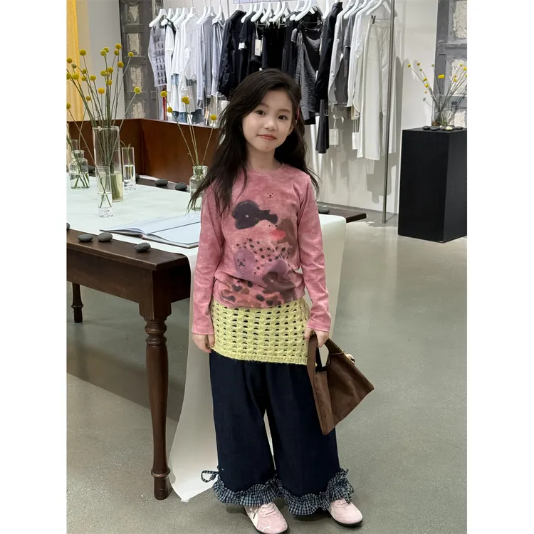 LJ-72253-TBB童装女童长袖衫2025秋季新款韩版水印卡通T恤（秋款）