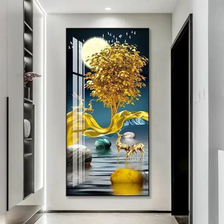 入户玄关装饰画走廊过道墙壁画竖版现代简约北欧客厅晶瓷墙面挂画