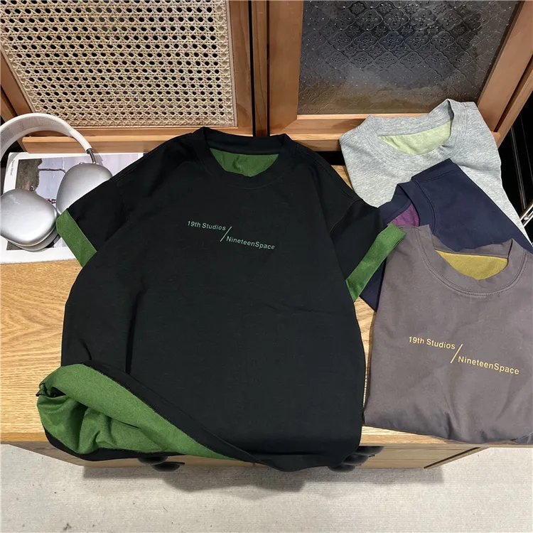 吴小越w1151男童夏款短袖圆领双色印花韩版棉t恤中大童儿童上衣