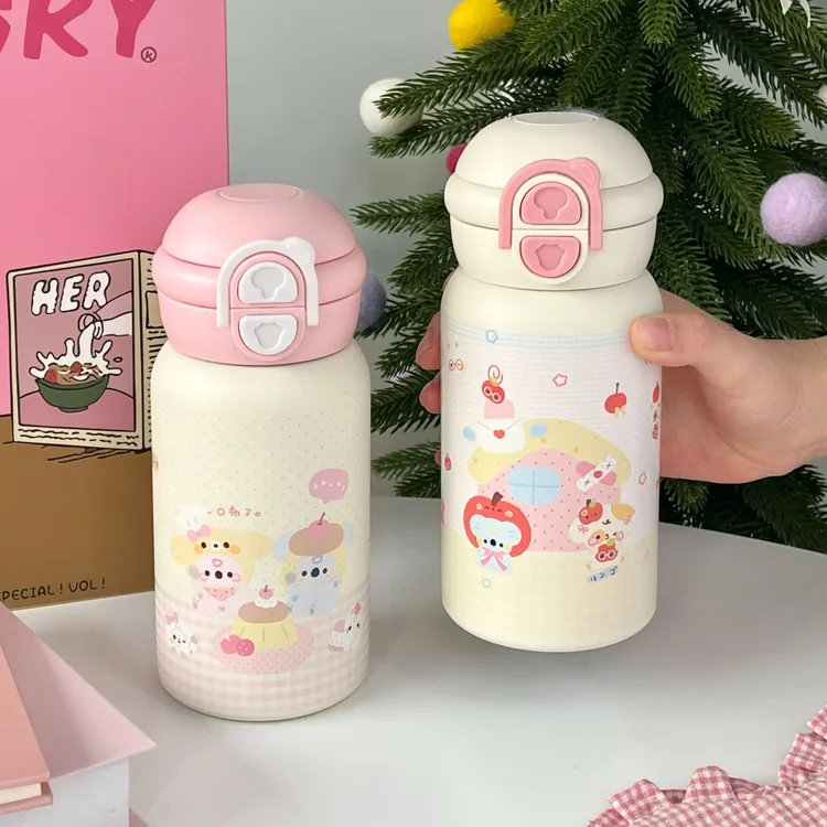 恒度布丁考拉316不锈钢保温水杯女款高颜值2025新款保温杯带吸管