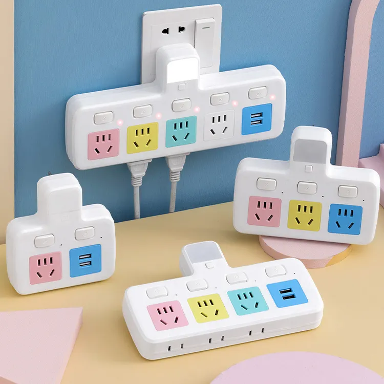 纯铜无线插板多功能 usb排插一转多孔位转换插座家用办