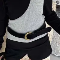 宽腰带～简约复古纯色金属扣宽腰带百搭