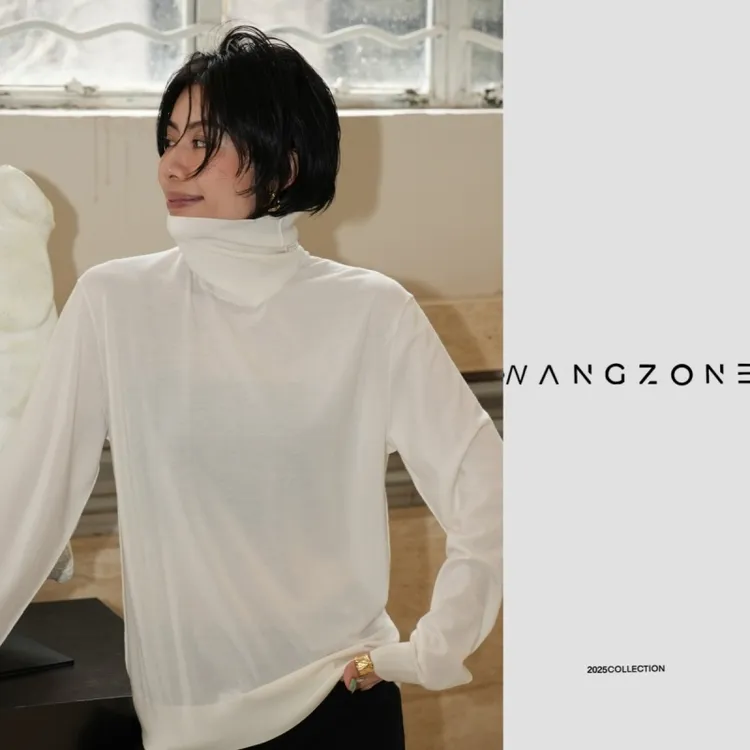 WANG ZONE | Row风轻奢绵羊毛包芯纱堆叠领松弛感百搭高领打底针