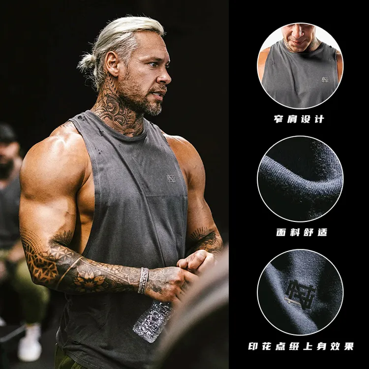 古典黑豹背心男大码夏季运动无袖健身衣美式潮牌训练健美坎肩T恤