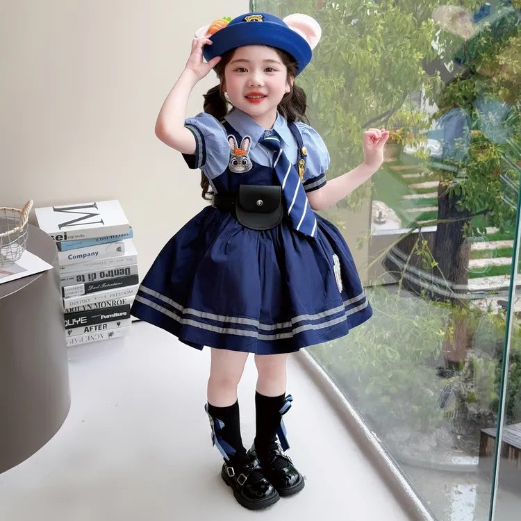 夏季女童朱迪新款2026洋气兔子警官洛丽塔公主裙儿童尼克连衣裙