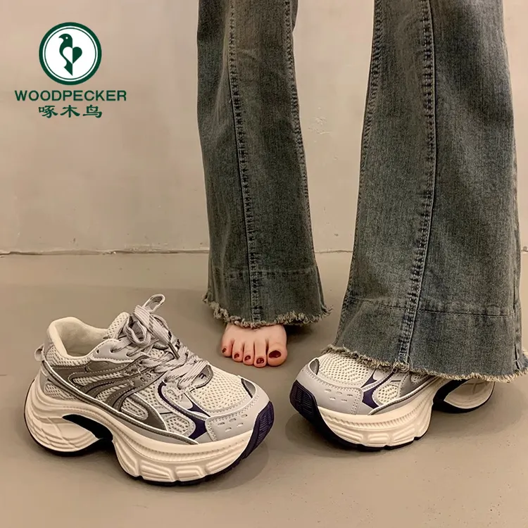 啄木鸟复古厚底老爹鞋女款小个子增高2025新款春秋爆款休闲运动鞋