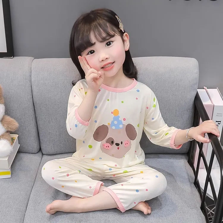 莫代尔儿童睡衣夏季2025新款女宝宝薄款夏天套装空调服女童家居服