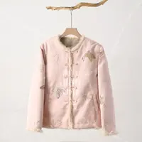 【引蝶图】冬款两面穿刺绣水貂毛剪貂绒圆领保暖新中式女装外套国风