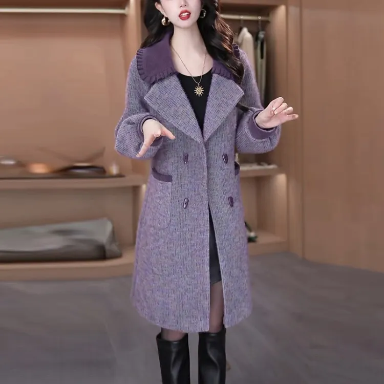 雪花绒高贵气质大衣2025秋冬季新款高级感显瘦法式加厚中长款外套