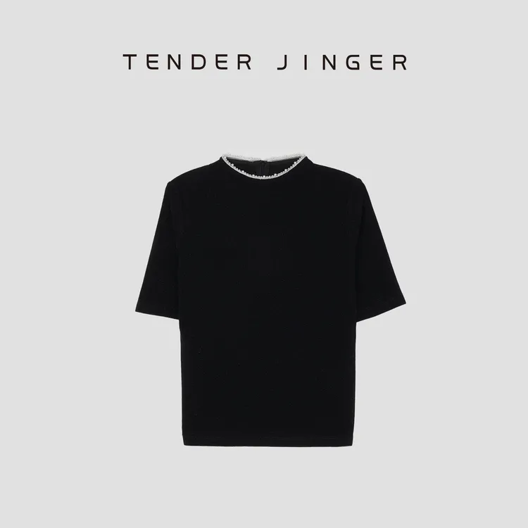Tender Jinger小立领叮嘱醋酸短袖T恤T52SZS80286
