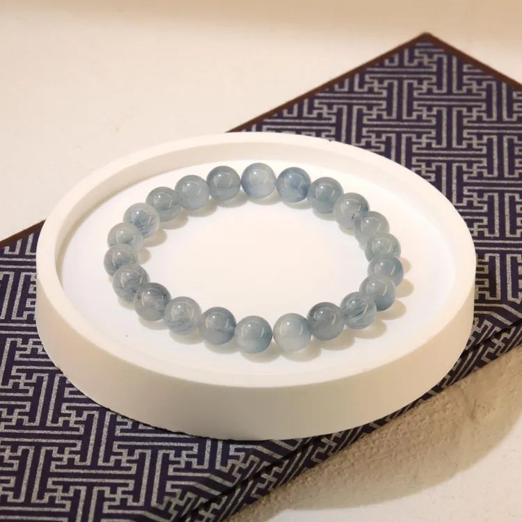 <天青>卡8-9mm蓝兔毛水晶手串