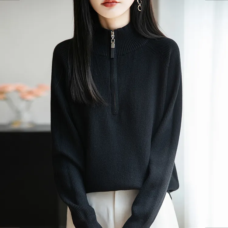 哥第25年秋冬新款民族风厚款羊毛衫半拉链休闲宽松针织百搭外套