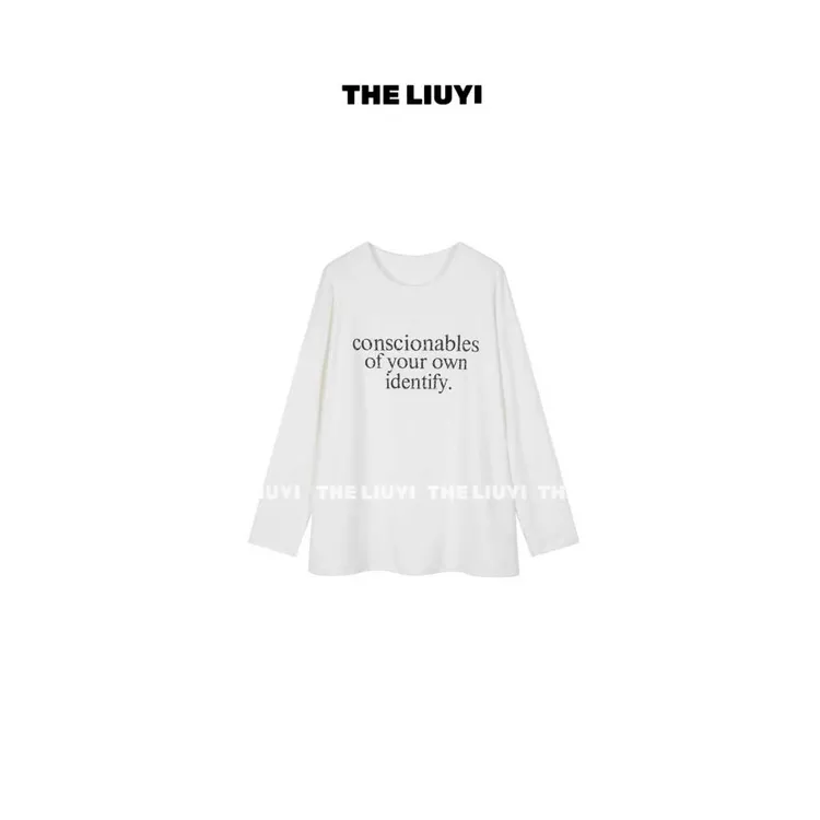 【LIUYI】270g双面德绒加厚印花字母大版圆领T恤59282
