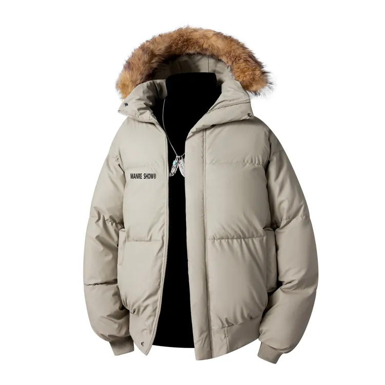 QNMN2025冬季可拆卸两穿连帽大毛领宽松加厚保暖抗风棉服防寒棉衣