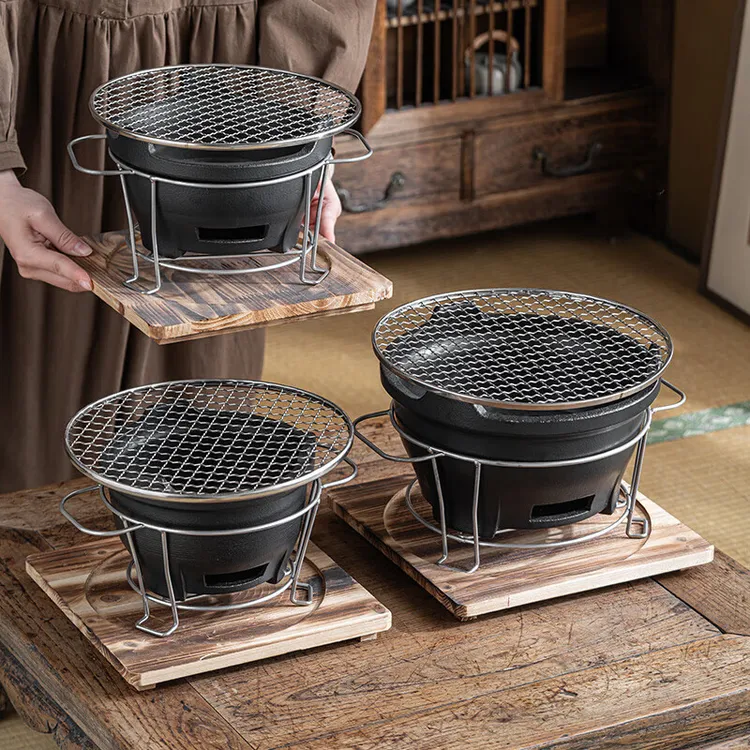 围炉煮茶壶套装炭炉老式烧烤家用室内打边炉烤火炉陶土泥炉煮茶炉