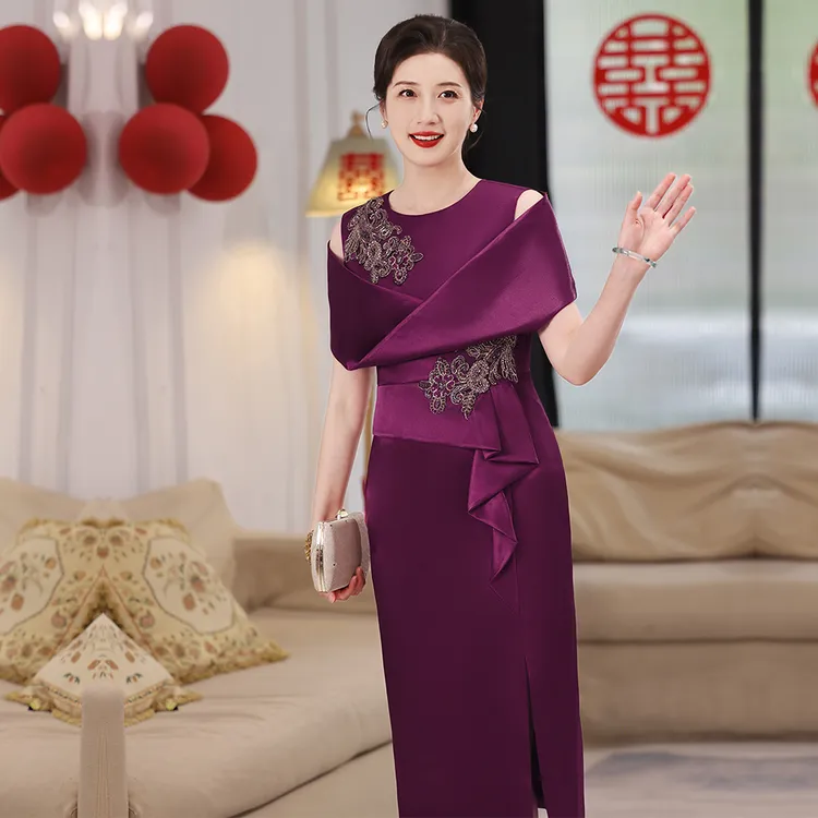 夏季高贵优雅喜妈妈婚礼旗袍气质大码中式显瘦高档喜婆婆宴会礼服