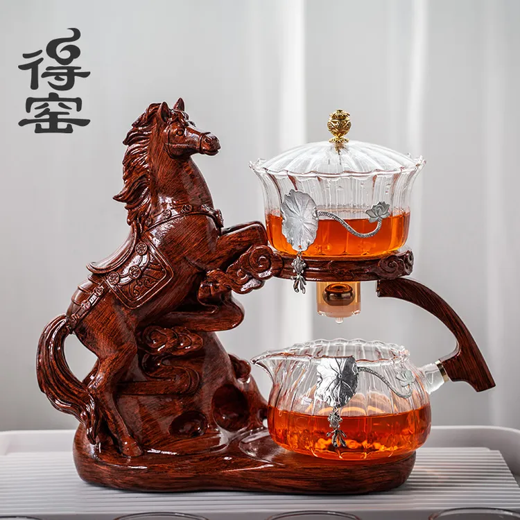 得窑 马上有钱自动茶具 玻璃懒人功夫套装家用办公室会客创意茶具