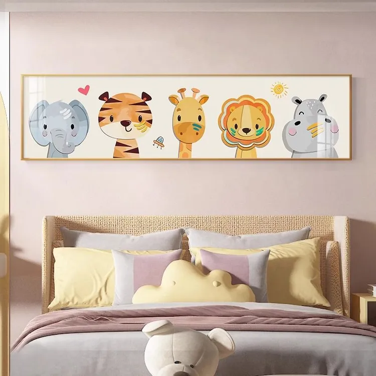 儿童房装饰画男孩女孩卧室壁画墙画卡通民宿趣味床头房间动物挂画