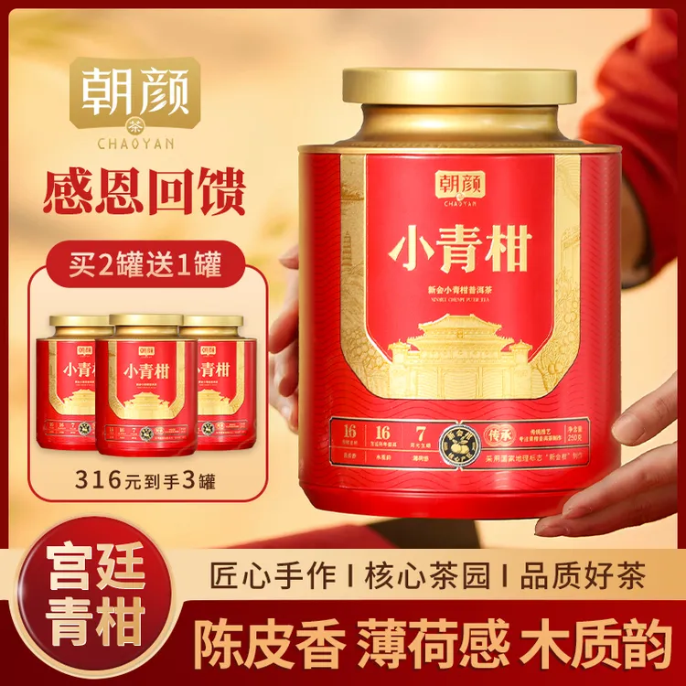朝颜【茶博会金奖】新会小青柑柑普熟普茶叶礼盒套装送人高端大气商品图