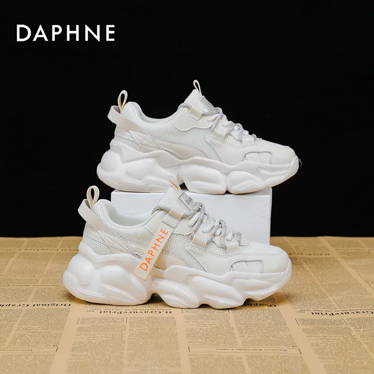 达芙妮老爹鞋女2025新款潮酷百搭学生厚底增高运动休闲鞋网面透气