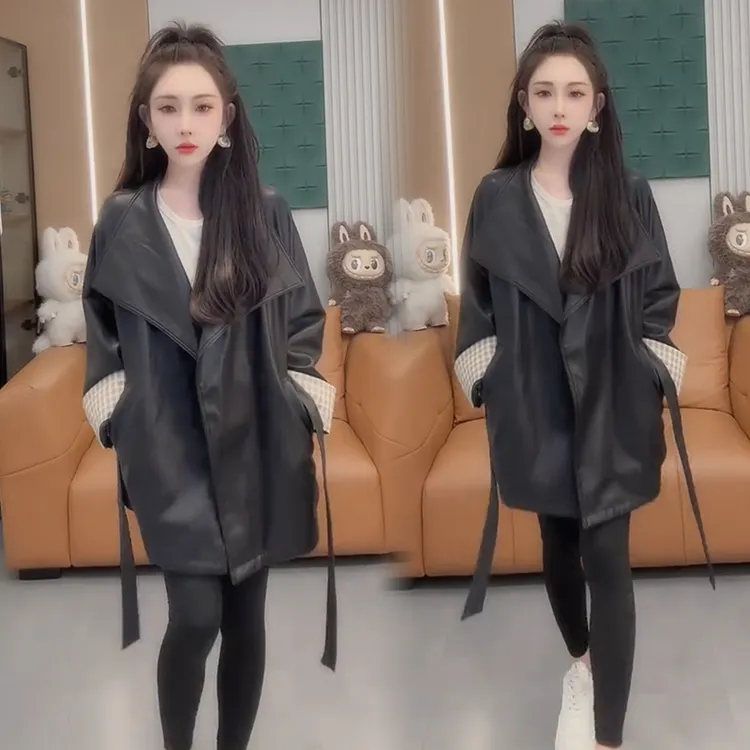 2025秋季新款时尚显瘦气质网红高档女高级百搭宽松大码皮衣外套潮