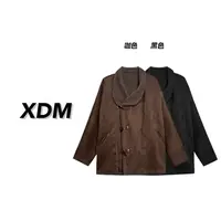 女装牛角扣宽松型双面穿皮毛一体秋冬外套女极简中长款