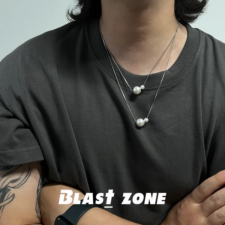 钛钢项链 F1同款大小仿珍珠锁骨链颈链男女情侣款配饰 长短可调商品图