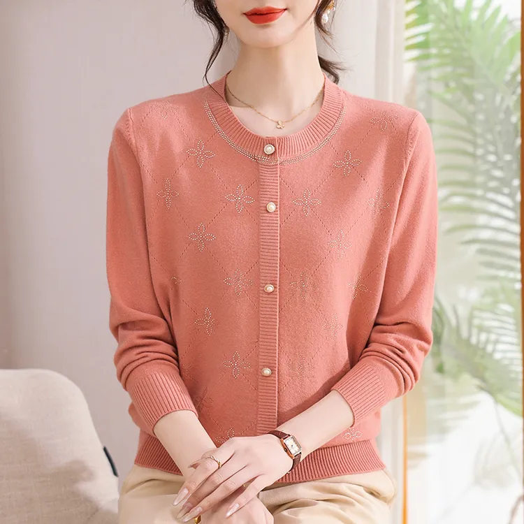 妈妈装秋装针织衫毛衣2025新款中老年女装宽松秋冬毛40岁50薄上衣