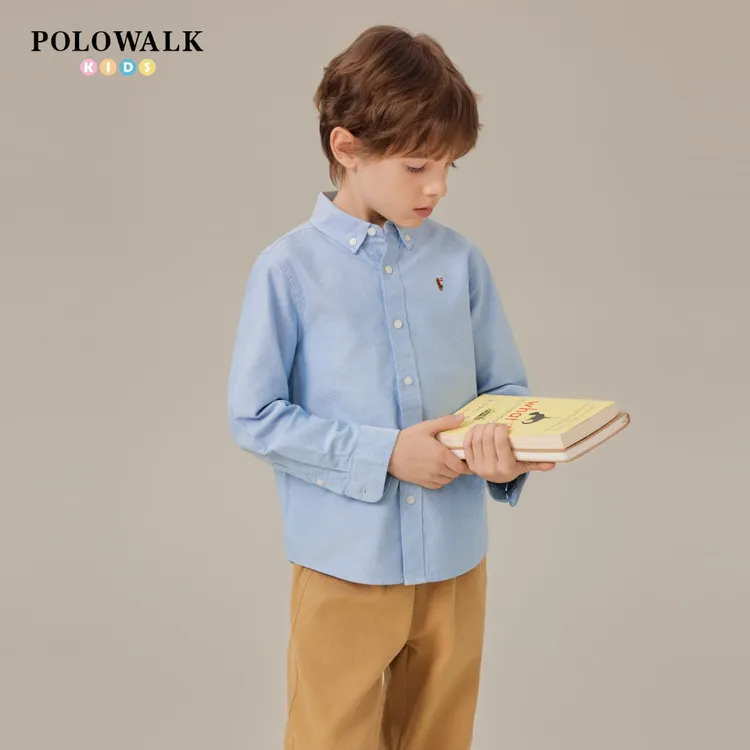 POLOWALK新品男童牛津纺长袖衬衫AXEW532E0151