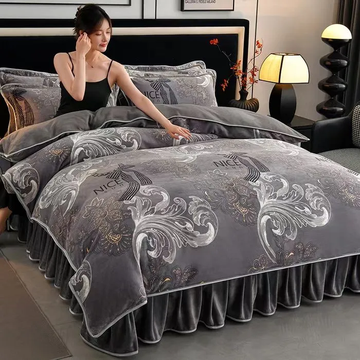 过冬神器 新款A款高克重8斤加厚加密保暖牛奶绒四件套2