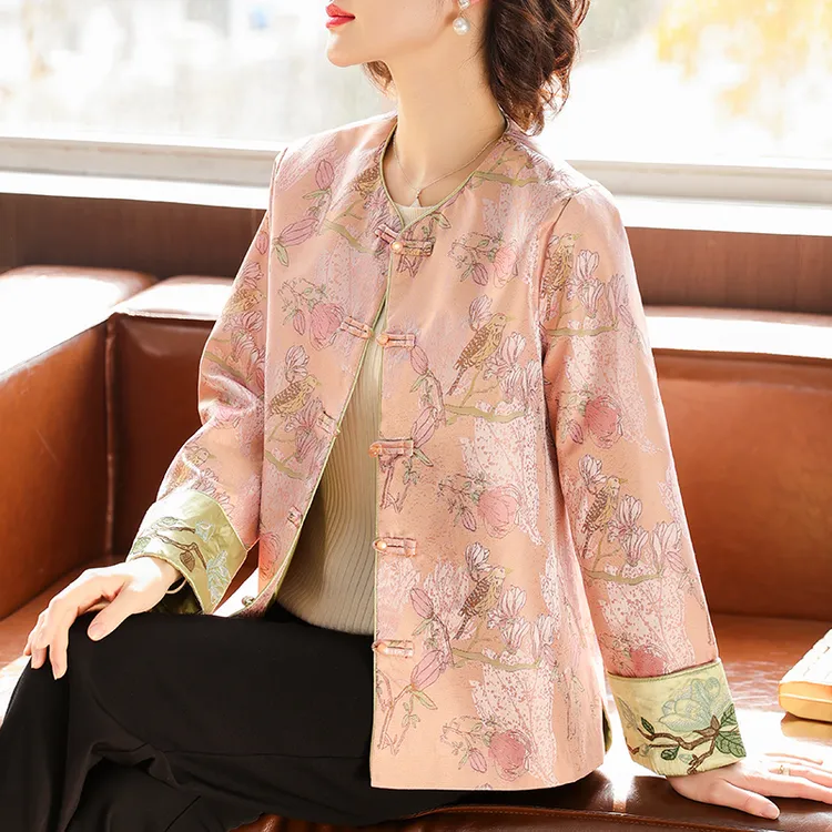 2025新款妈妈秋冬装中国风唐装上衣服中老年中式长袖汉服夹克外套