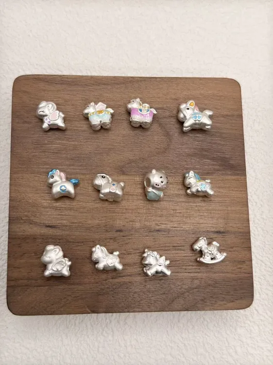 足银银制品 足银手链 足银999本命年独角兽小马红绳手链时尚可爱