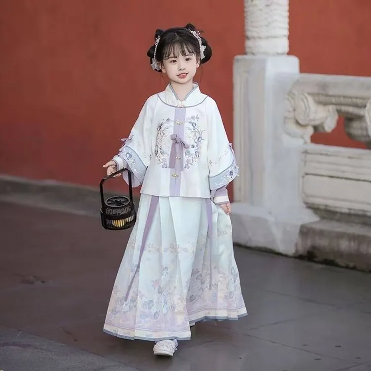 汉服女童裙子春款2025新款爆款儿童汉服唐装明制套装女童马面服装