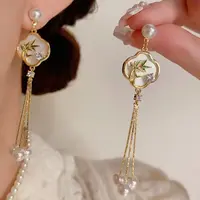 【现货现发】新中式竹叶流苏耳环女轻奢高级感气质耳钉